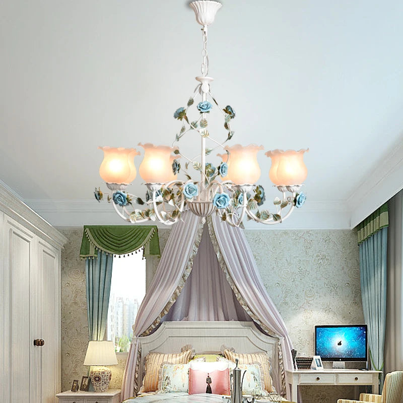 Campagne française pendentif LED lumière décoration de la maison salon chambre cuisine jardin Rose fleur herbe luminaires