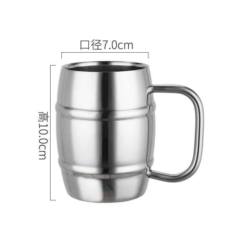 Double tasse à bière en acier inoxydable de 500/450ml, tasse à café occidentale de Camping en plein air avec poignée, tasses d'eau portables isolées