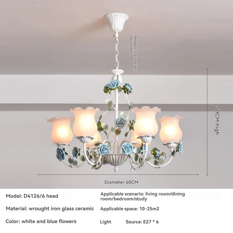 Campagne française pendentif LED lumière décoration de la maison salon chambre cuisine jardin Rose fleur herbe luminaires