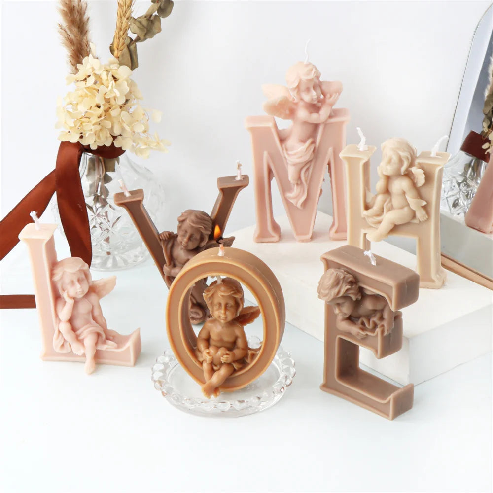 Moule en silicone aile de garçon 3D, figurine de chérubin, statue de coeur d'amour, moule religieux de Pâques, pièce maîtresse de mariage à la maison, outils d'ange bébé