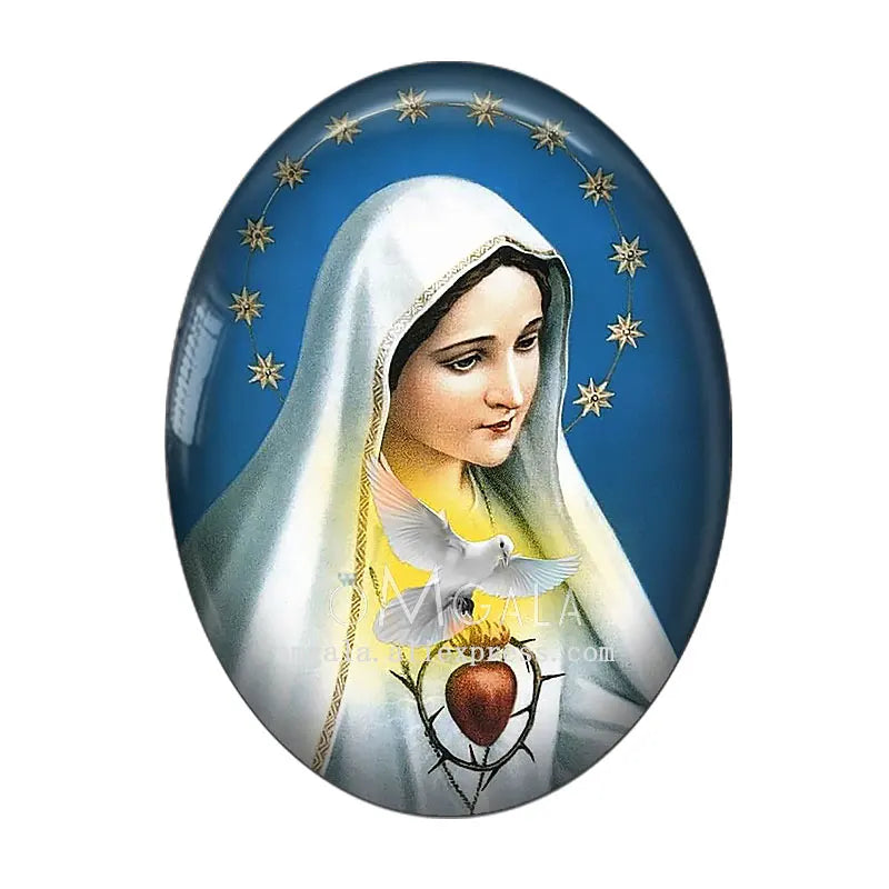Cabochon Ovale en Verre à Dos pio, 10 Pièces, Motifs Rétro Vierge Marie et Bébé Jésus, 13x18mm/18x25mm/30x40mm
