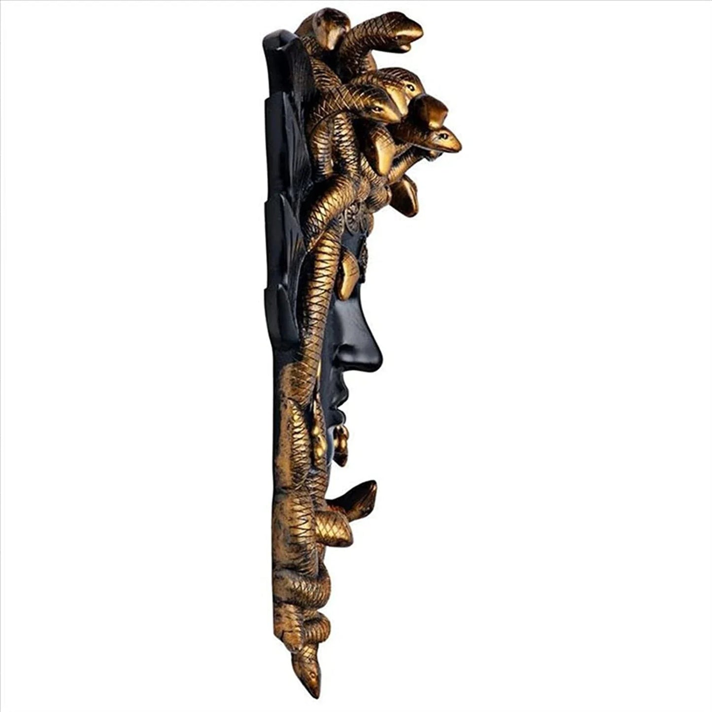 Tête de Méduse avec Serpents, Statue de Méduse, Décor en Résine Dorée, Plaque Murale, Monstre Mythique