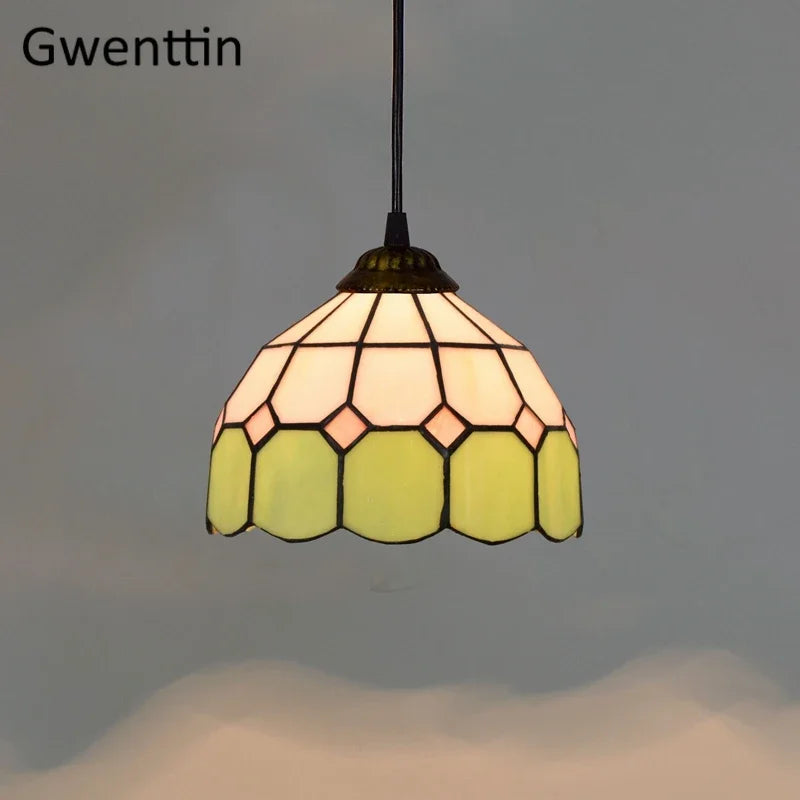 Vitrail suspension lampe salle à manger lustres plafond suspension chambre luminaire maison Luminaria Tiffanydecor