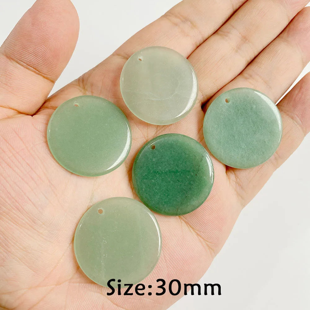 Pendentif en Pierre Naturelle Aventurine Verte, Perles de Jades de Guérison, Breloques Porte-Bonheur, Bijoux de Bricolage pour Femme et Homme, 2 Pièces