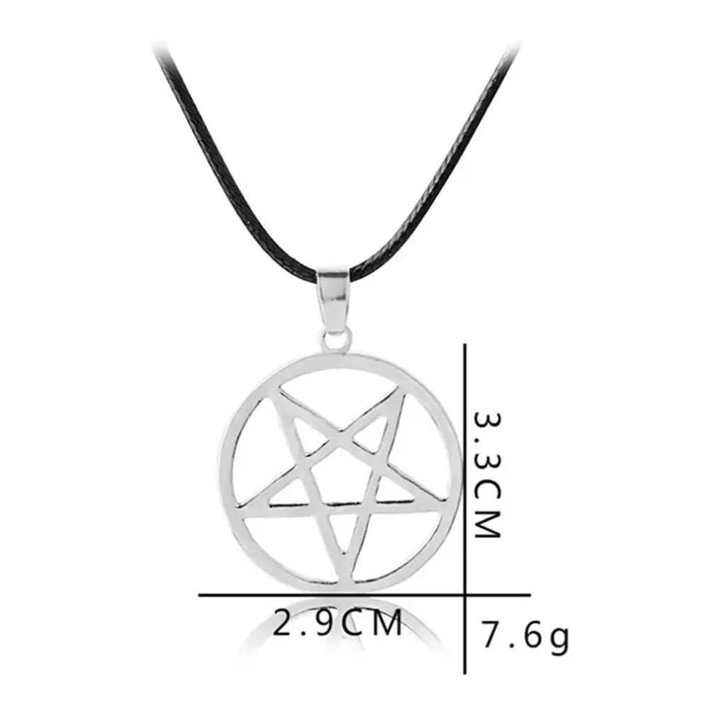 Collier de majordome noir à la mode, pendentif pentagramme Pentacle, Logo Lucifer Satan, signe, bijoux surnaturels pour hommes et femmes