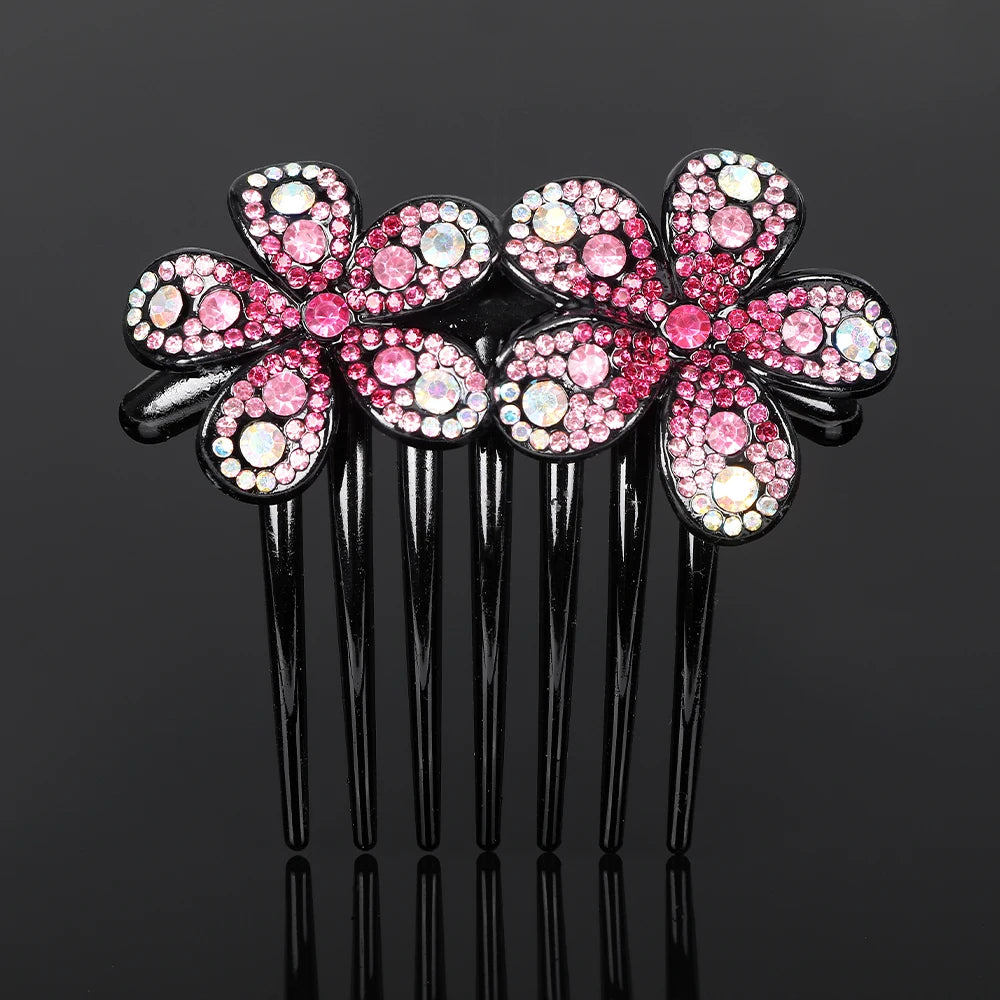 Peigne à cheveux AWAYTR en cristal avec strass – Accessoire professionnel pour chignons, tresses et queues de cheval
