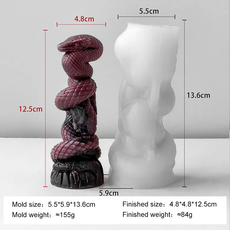 Moule en silicone pour bougie pilier serpent en relief – création artisanale et aromatique Halloween