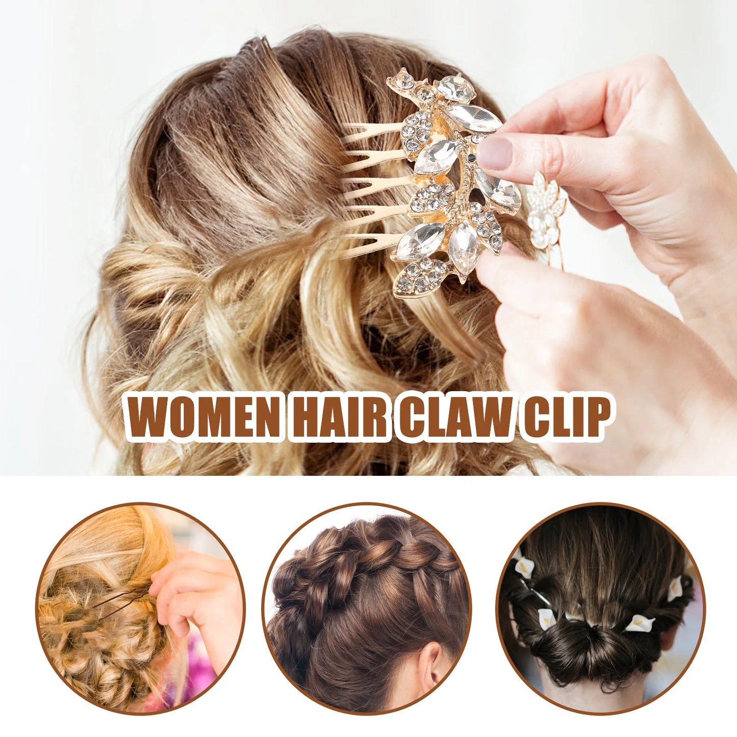 Peigne à Cheveux de Mariée en Strass – Accessoire Latéral Élégant pour Coiffure Nuptiale