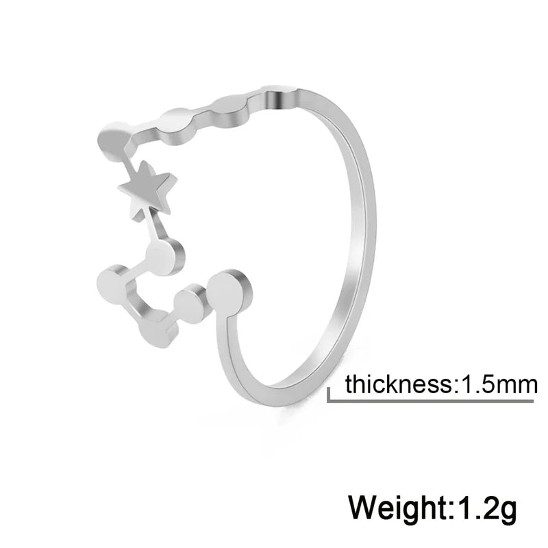 12 bagues de constellation pour femmes, anneaux ouverts et réglables du zodiaque pour adolescents, vergine, Cancer, balance, lion, poissons, bijoux, cadeau d'anniversaire