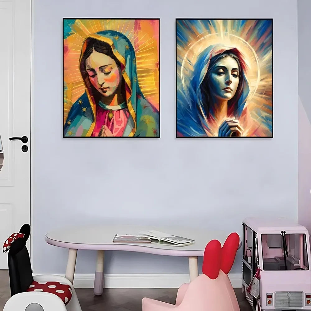Vierge Marie Art Madame Guadalupe toile peinture affiche Kraft Club Bar papier Vintage affiches mur Art peinture chambre étude