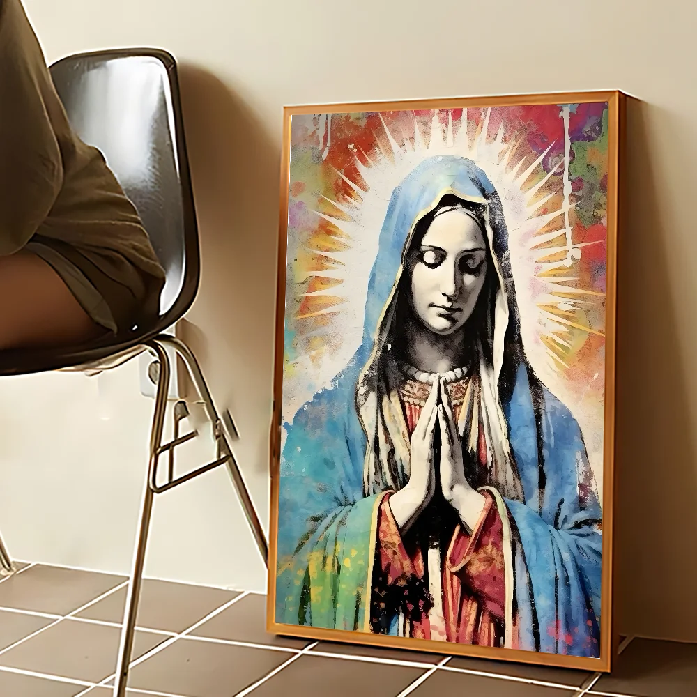 Vierge Marie Art Madame Guadalupe toile peinture affiche Kraft Club Bar papier Vintage affiches mur Art peinture chambre étude