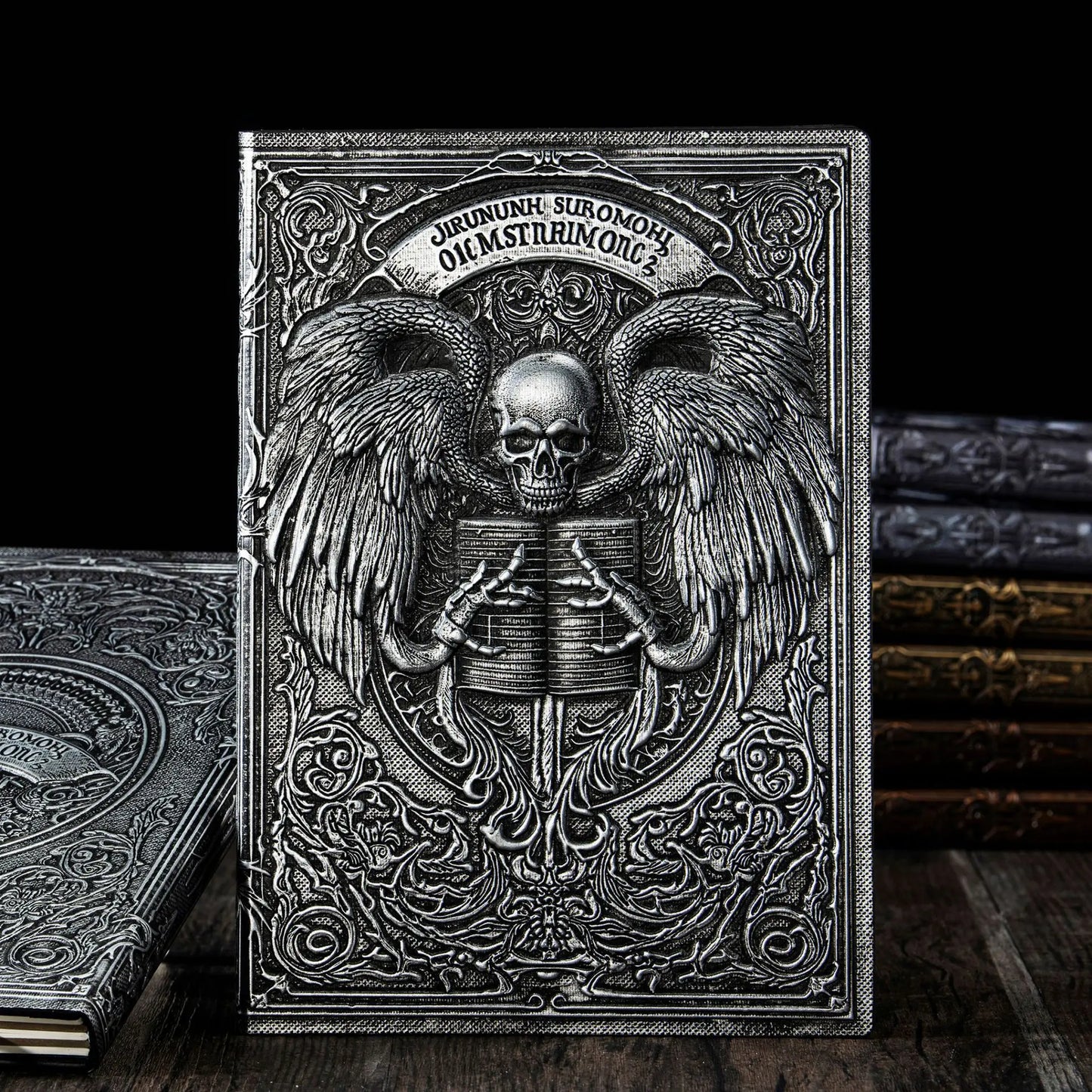Carnet gothique d'ange de mort, thème sombre, Journal gravé, motif de crâne, cadeau d'écriture pour les fans d'horreur, article de collection pour Halloween