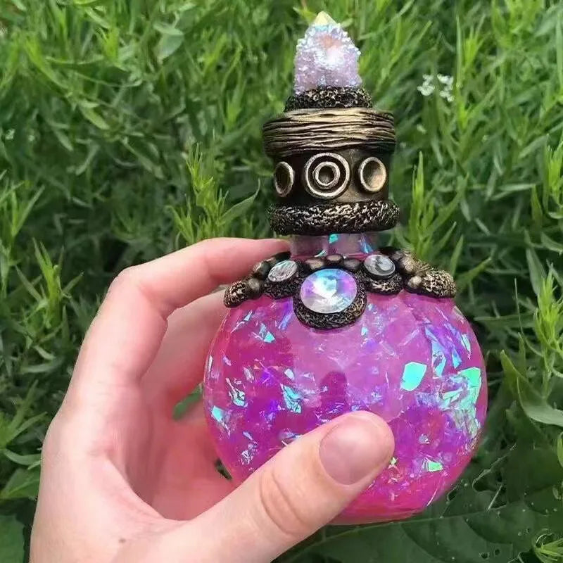 Mini bouteille de potion magique en résine – Ornement mystique pour bureau et décoration intérieure, symbole d’elfes, sagesse et aura protectrice