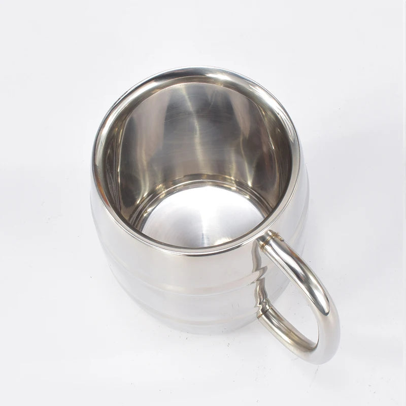 Double tasse à bière en acier inoxydable de 500/450ml, tasse à café occidentale de Camping en plein air avec poignée, tasses d'eau portables isolées