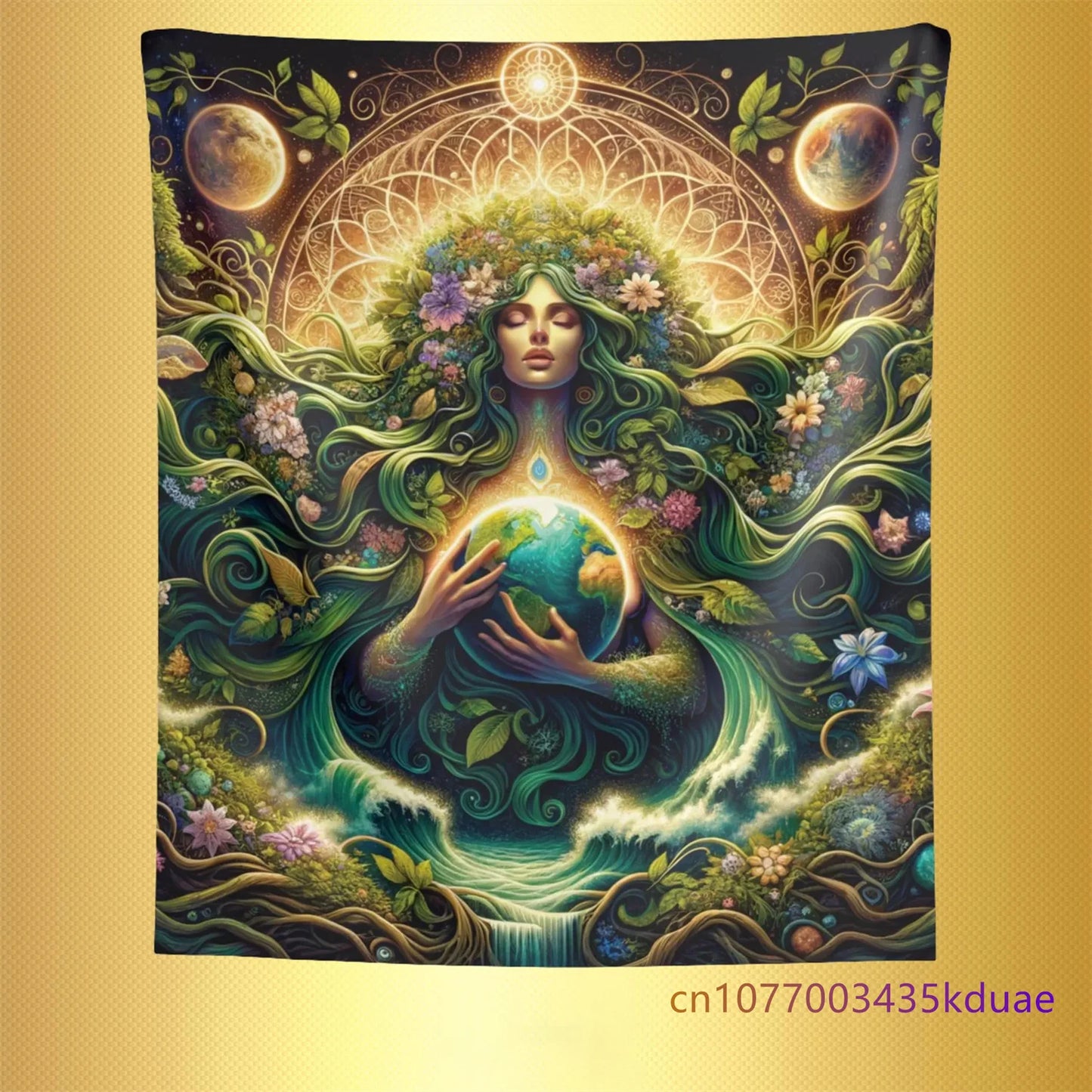 Gaia Art mère terre tapisserie murale mère Nature tenture murale bohème décor à la maison salle de méditation tapisserie fond tissu