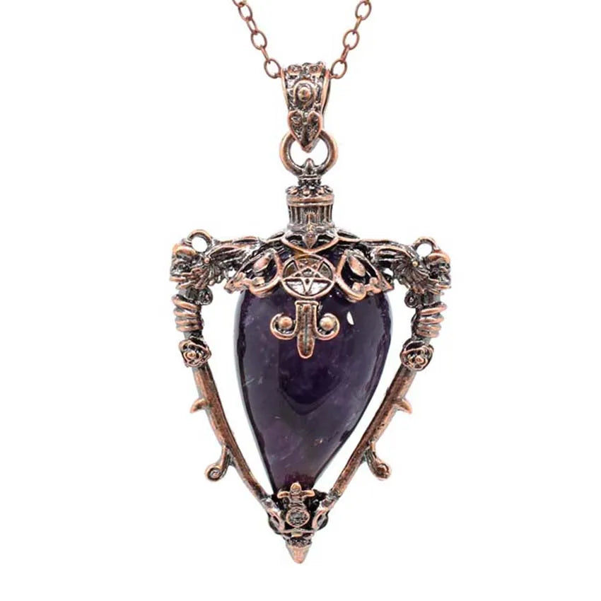 Collier pendentif en cristal goutte d'eau pour hommes et femmes, Quartz rose naturel, Onyx, Lapis Lazuli, Opale, Bijoux en pierre antique, Alanding Yst