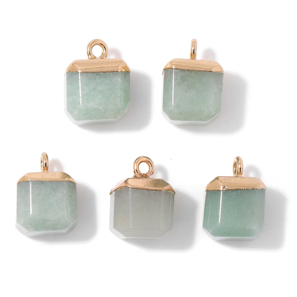 Pendentif en Pierre Naturelle Aventurine Verte, Perles de Jades de Guérison, Breloques Porte-Bonheur, Bijoux de Bricolage pour Femme et Homme, 2 Pièces