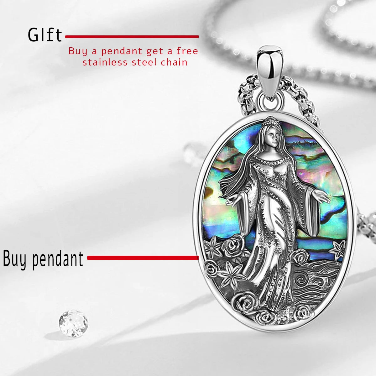 Eudora Original 925 en argent Sterling déesse de la mer Yemaya collier naturel coquille d'ormeau Lemanja amulette pendentif bijoux fins cadeau