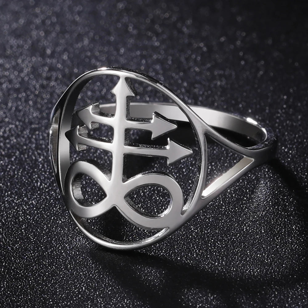 Dawapara Leviathan croix anneau église sceau de Lucifer Lorraine croix symbole alchimique bague en acier inoxydable