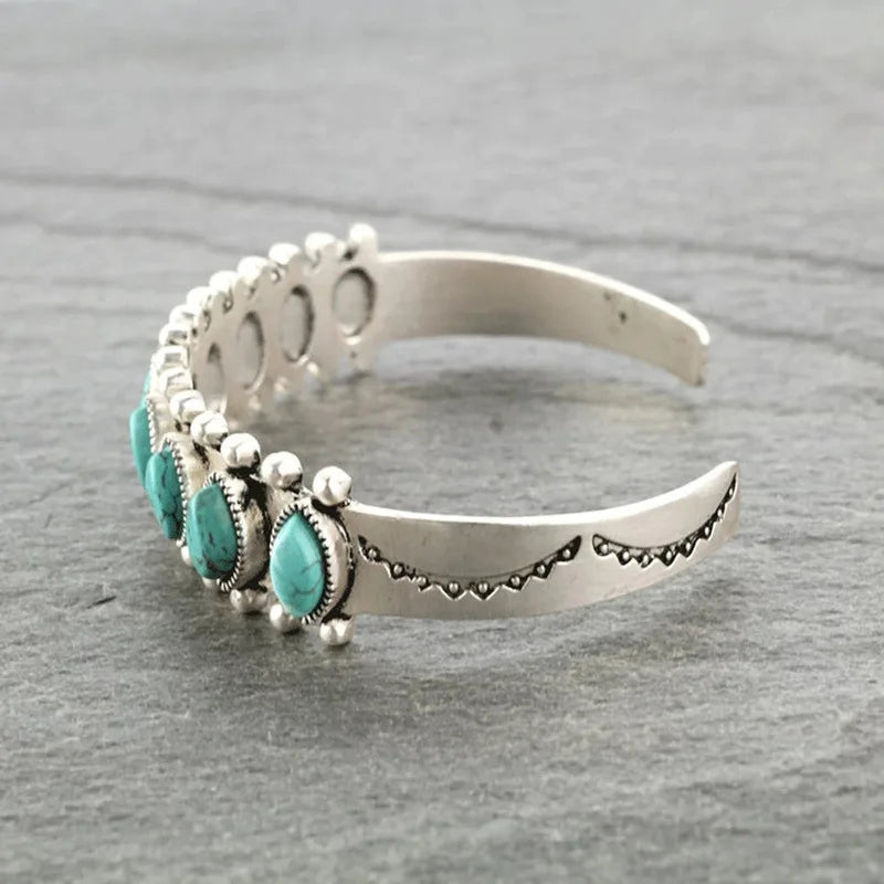 Bracelet Turquoise Vintage du Tibet pour femmes et hommes, Bracelets bohème ethnique gitane indien Afghan, bijoux turcs