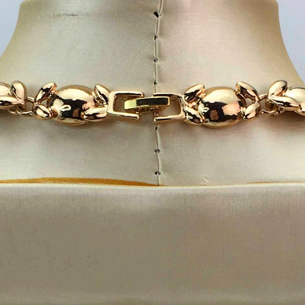 Ensemble de bijoux tendance pour femmes, perles plaquées or, collier, boucles d'oreilles, Bracelet, bagues, cadeaux d'anniversaire pour filles, FHK17030