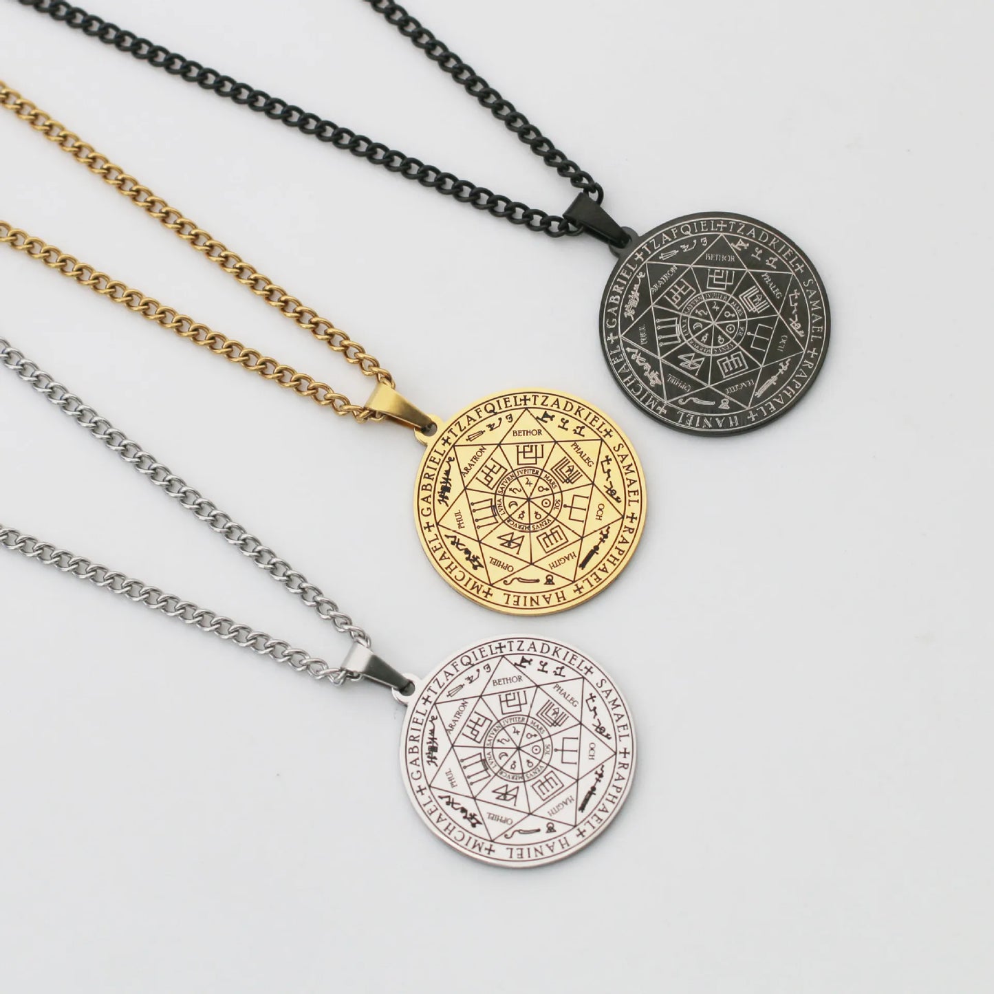 Collier pour hommes pendentif sept archanges Salomon 7 archanges Sigil amulette collier hommes Simple chaîne en acier inoxydable bijoux