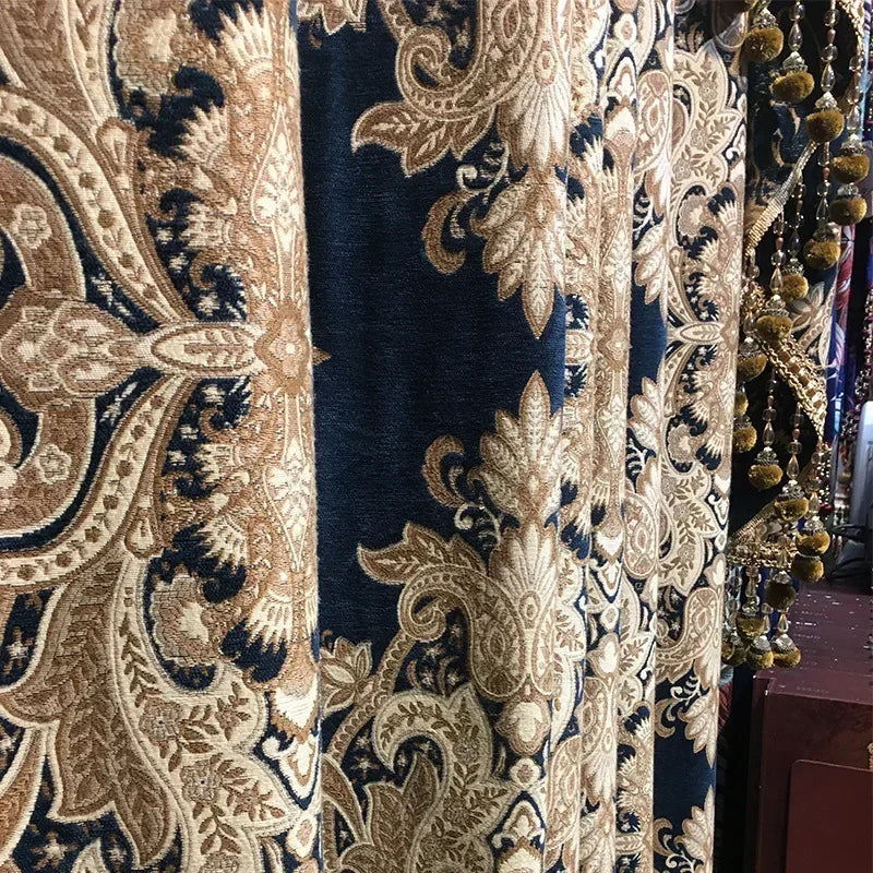 Palace Optics-Rideaux occultants brodés en chenille, cantonnière de fenêtre, tulle de luxe, salon, chambre à coucher, villa élégante, européenne