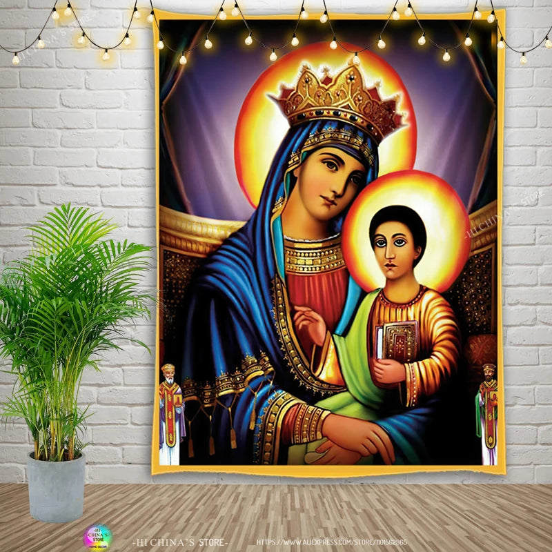 Tapisserie murale suspendue de jésus, vierge marie, accessoire esthétique d'ange décoratif pour la maison, style bohème, décor de salle du Christ