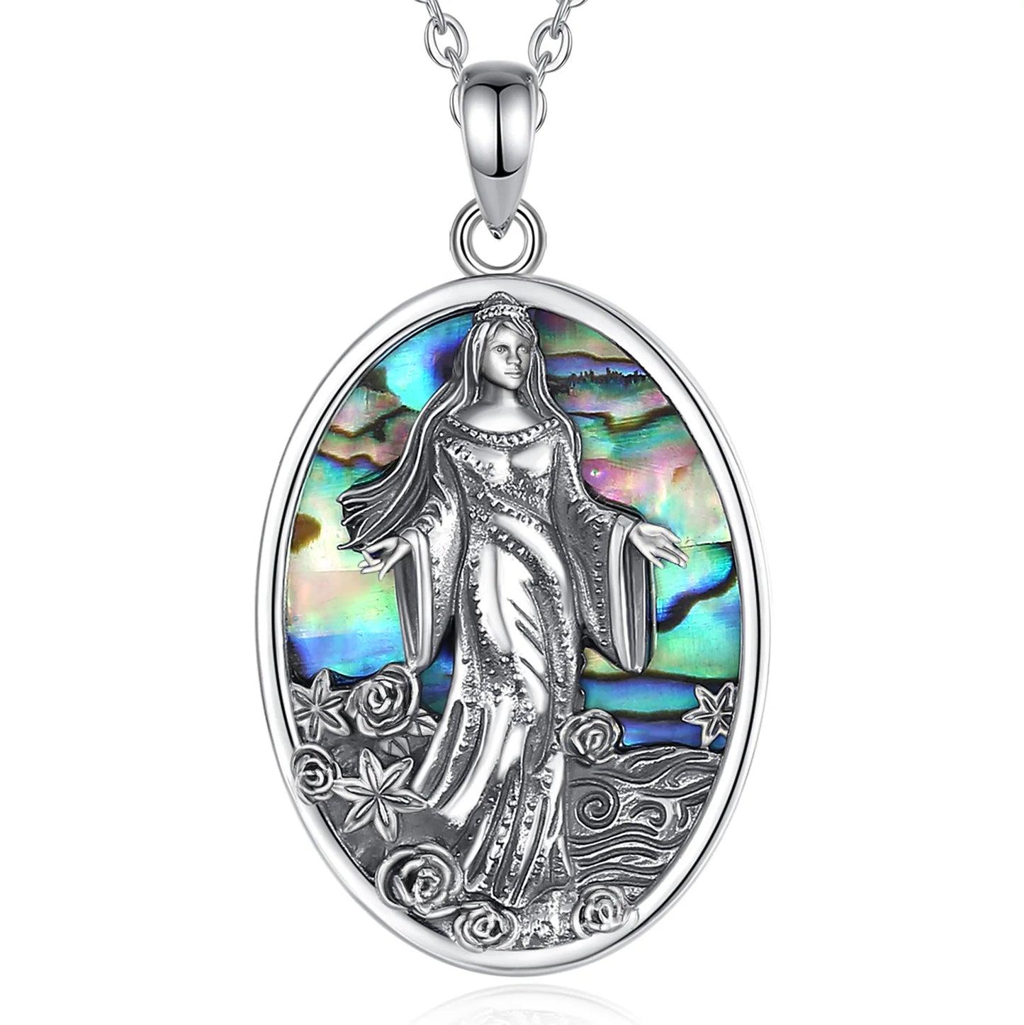 Eudora Original 925 en argent Sterling déesse de la mer Yemaya collier naturel coquille d'ormeau Lemanja amulette pendentif bijoux fins cadeau