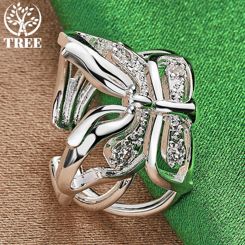 Bague papillon en argent Sterling 925 pour femmes, ouverture réglable, Zircon creux, mode, cadeau de fête d'anniversaire, bijoux de charme de mariage