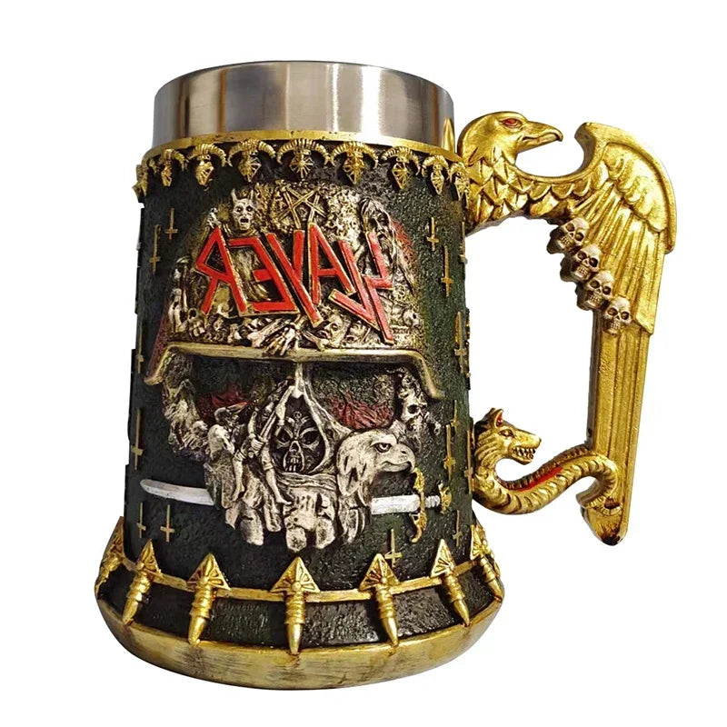 Tasses à bière Norse Myenson, arbre du monde, viking, kokor, baril de chêne, chope en résine, acier inoxydable, tasse à eau, tasse à café, 600ml