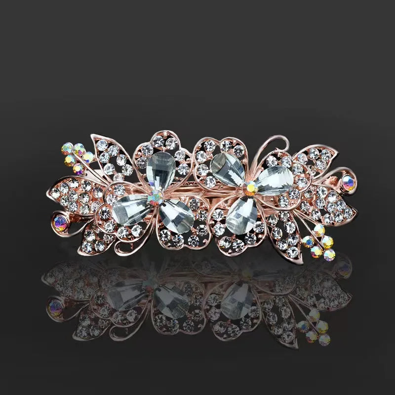 Grande pince à cheveux en cristal, épingle à cheveux, pince à ressort, chignon, accessoire pour cheveux, arrière de la tête, clip horizontal, clip en strass, top cl