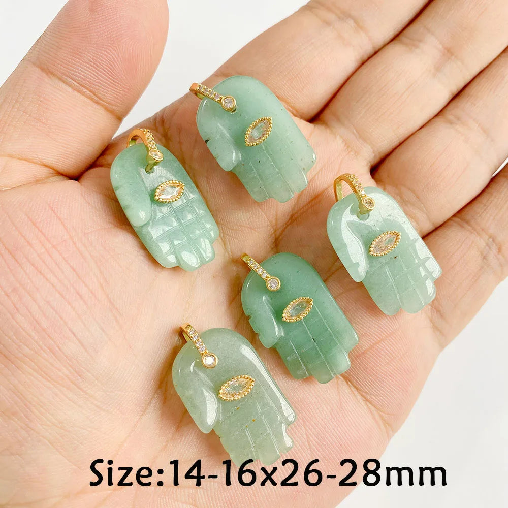 Pendentif en Pierre Naturelle Aventurine Verte, Perles de Jades de Guérison, Breloques Porte-Bonheur, Bijoux de Bricolage pour Femme et Homme, 2 Pièces