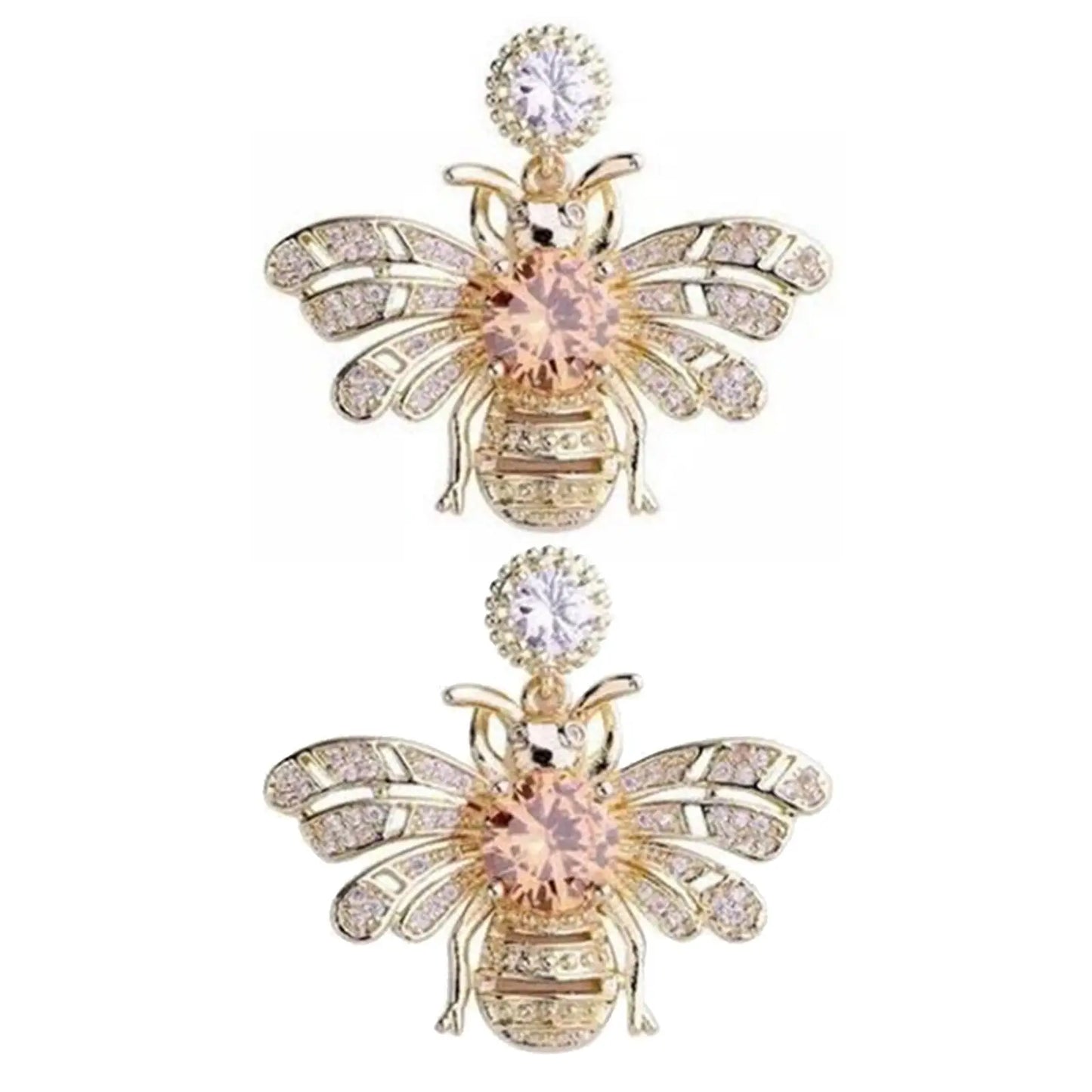 Boucles d'oreilles abeille en strass – bijoux élégants et raffinés, parfaits pour la Saint-Valentin, mariages et occasions festives.