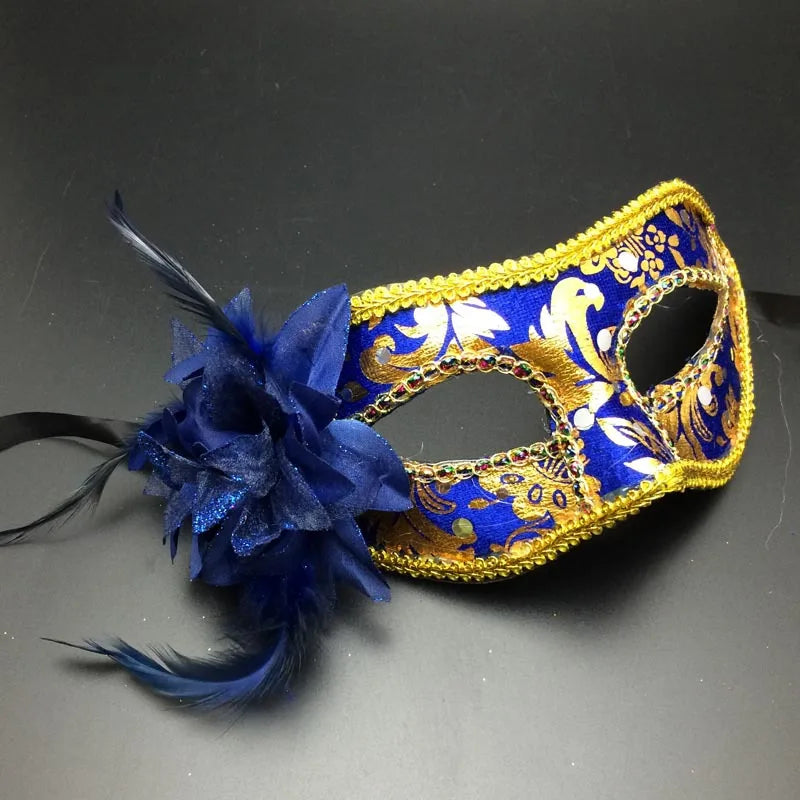 Masque de mascarade Floral demi-visage à paillettes pour femme, masque de venise, accessoires de Costume d'halloween pour fête Cosplay