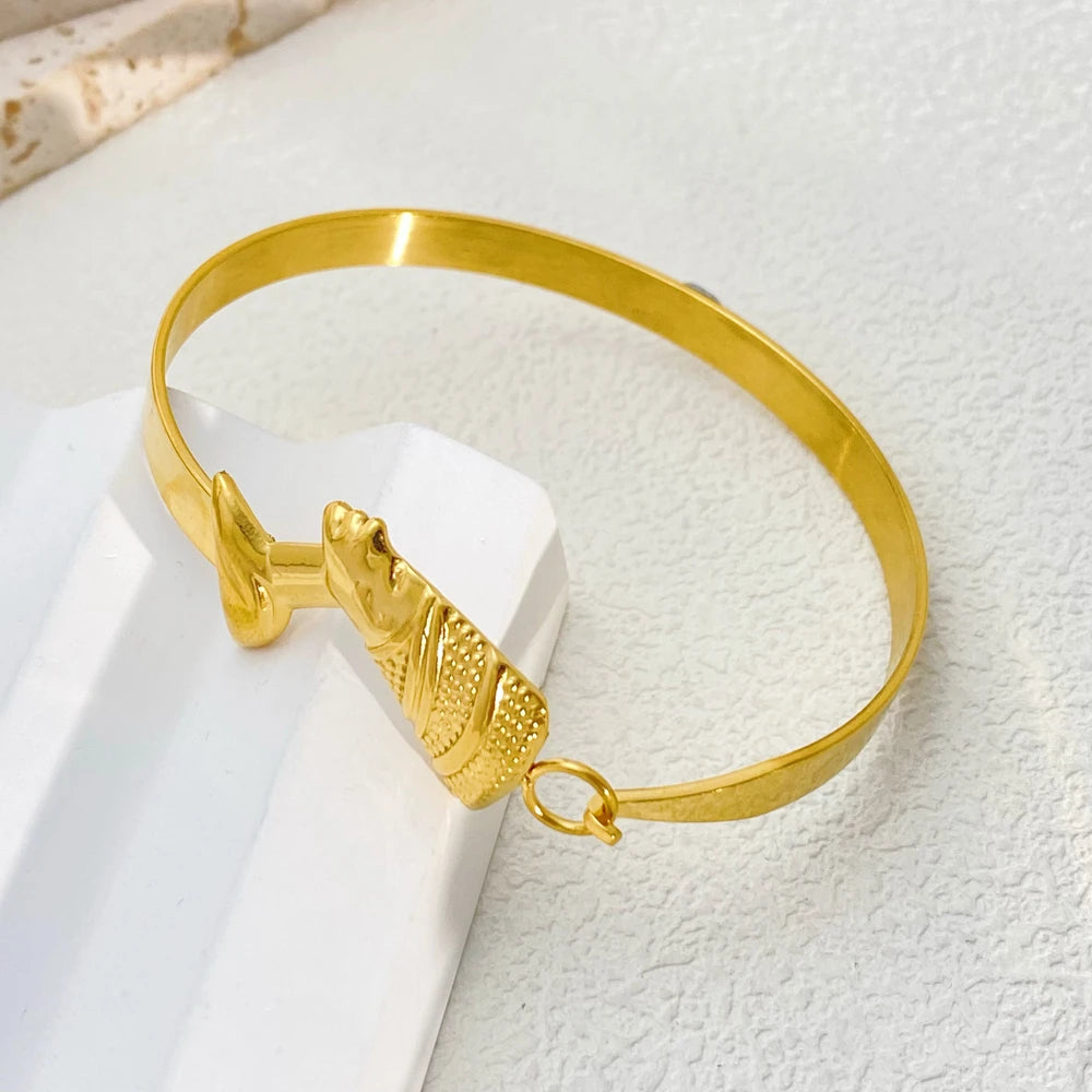 Bracelet élégant œil d'horus en acier inoxydable pour femmes, manchette réglable, Protection égyptienne antique, amulette, bijoux cadeau