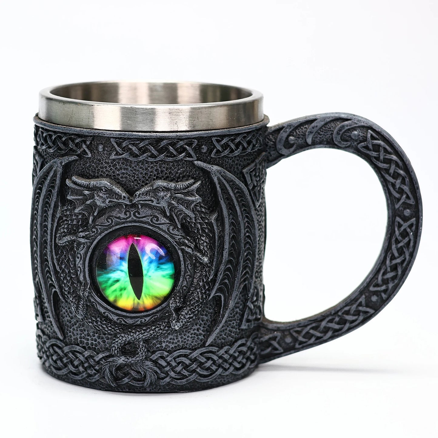 Dragon Eye Tankard 304 acier inoxydable intérieur médiéval croix épées chevalier bière thé café tasse Stein tasse 450ml Halloween cadeau