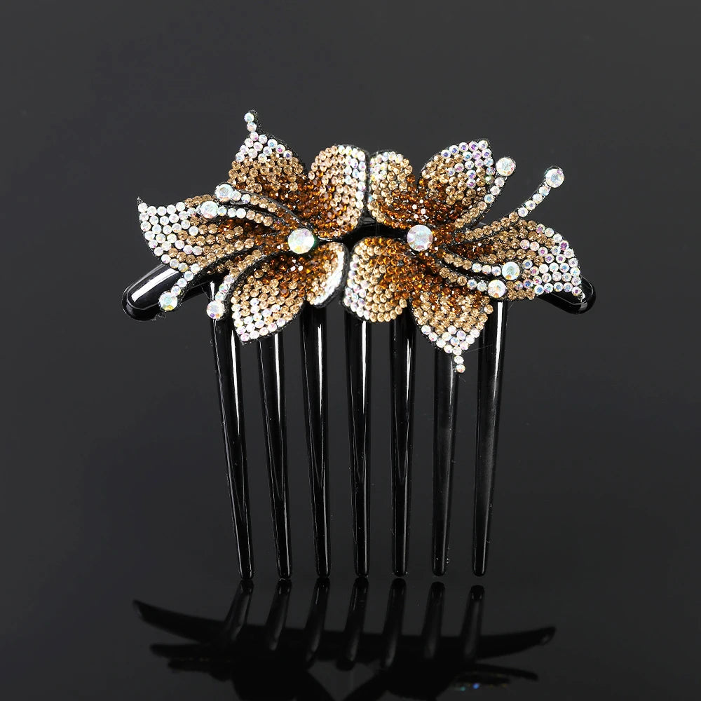 Peigne à cheveux AWAYTR en cristal avec strass – Accessoire professionnel pour chignons, tresses et queues de cheval