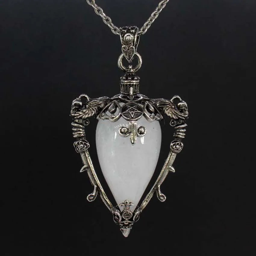 Collier pendentif en cristal goutte d'eau pour hommes et femmes, Quartz rose naturel, Onyx, Lapis Lazuli, Opale, Bijoux en pierre antique, Alanding Yst