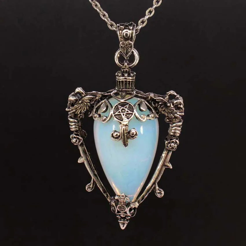 Collier pendentif en cristal goutte d'eau pour hommes et femmes, Quartz rose naturel, Onyx, Lapis Lazuli, Opale, Bijoux en pierre antique, Alanding Yst