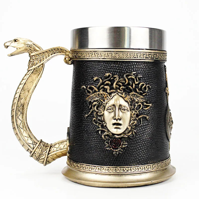 600ML Viking Mug Collection 304 acier inoxydable insérer résine bière Danegeld Tankard café bière tasses tasse Halloween amis cadeau