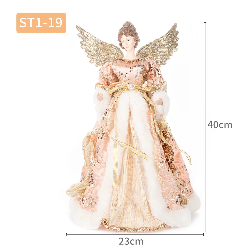 Ornements d'ange pour dessus d'arbre de noël, décoration d'arbre de noël en or, décors de noël en or pour jardin, cour, café, décor de bureau