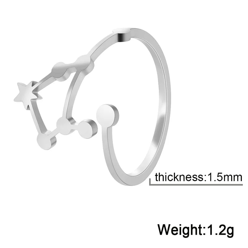 12 bagues de constellation pour femmes, anneaux ouverts et réglables du zodiaque pour adolescents, vergine, Cancer, balance, lion, poissons, bijoux, cadeau d'anniversaire
