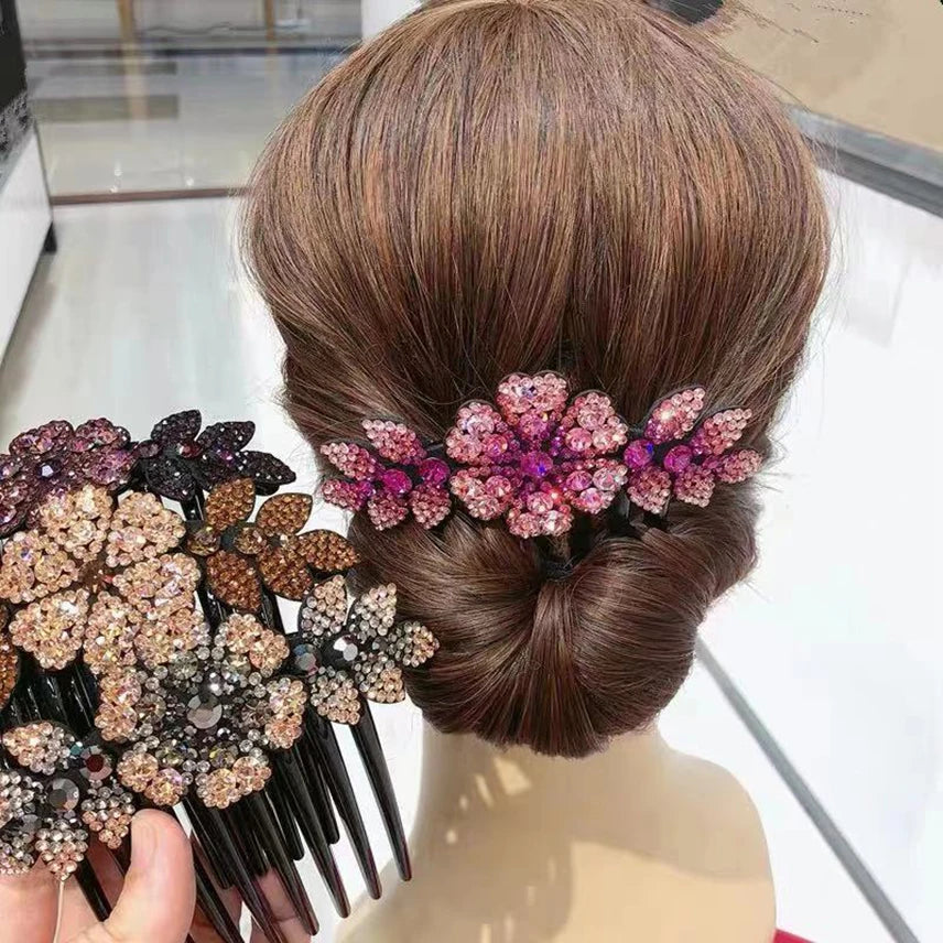 Peignes à cheveux fleur en cristal pour femmes, pinces à cheveux en biscuits, pince à cheveux fourche, coiffure de patients, vêtements de sauna, accessoires élégants
