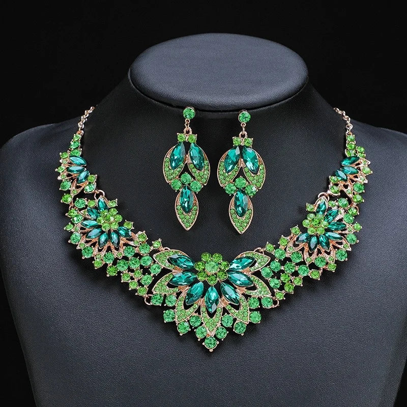 Ensemble de collier vintage pour femme, feuilles, fleurs, accessoires pour patients exagérés, 2 pièces