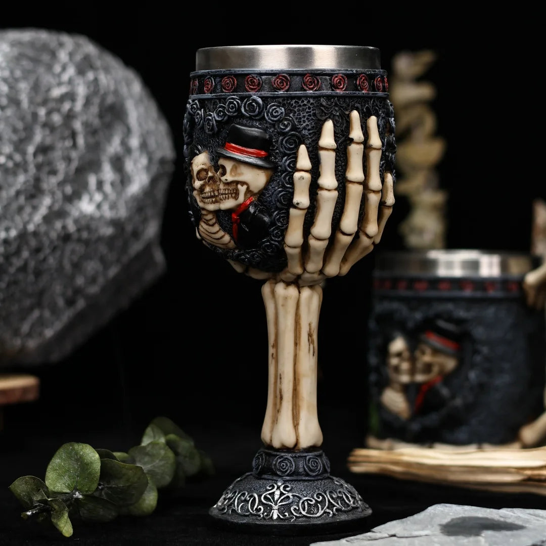 Gobelet gothique Jour des modules de fréquence, Seton Skull, Halloween Bride and Groom, Black Trash, Wine Cup, Friends Gift