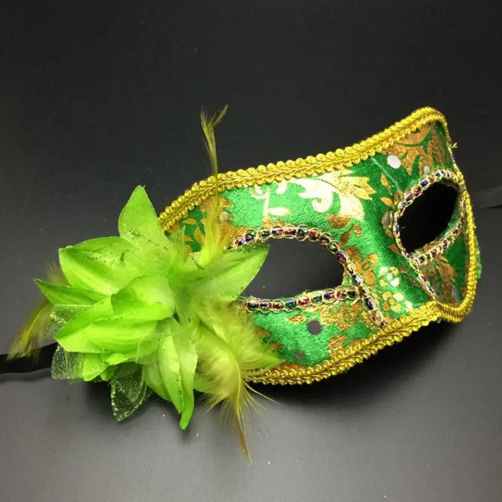 Masque de mascarade Floral demi-visage à paillettes pour femme, masque de venise, accessoires de Costume d'halloween pour fête Cosplay