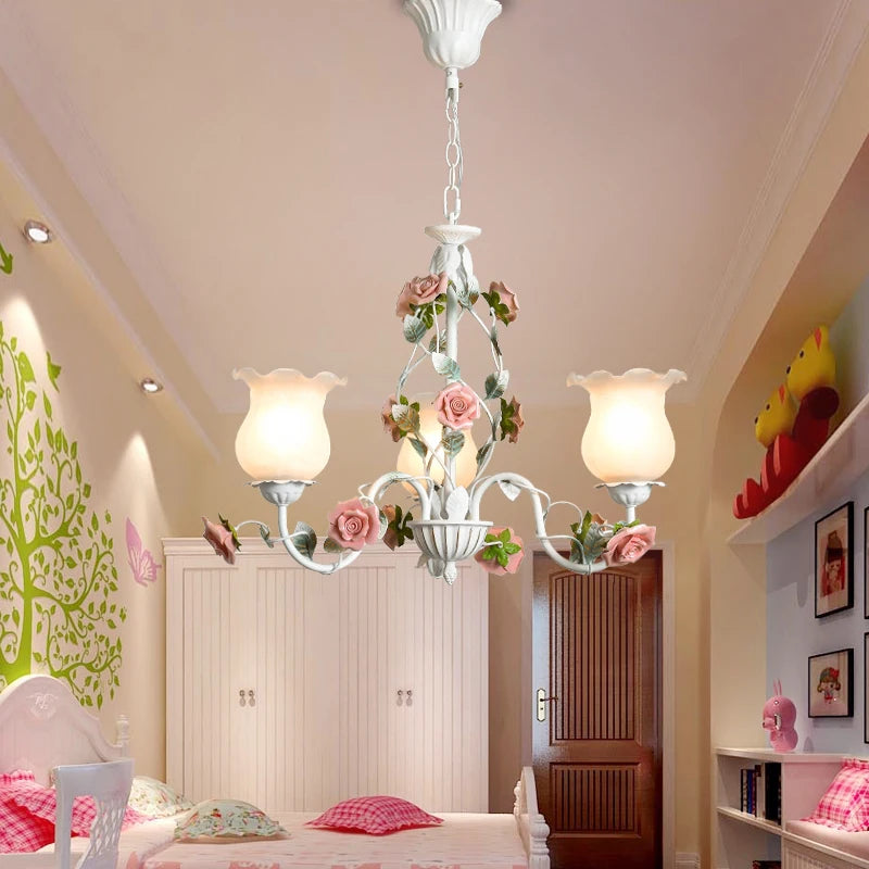 Campagne française pendentif LED lumière décoration de la maison salon chambre cuisine jardin Rose fleur herbe luminaires