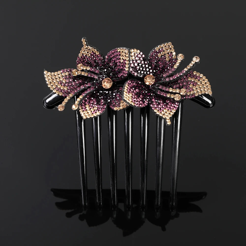 Peigne à cheveux AWAYTR en cristal avec strass – Accessoire professionnel pour chignons, tresses et queues de cheval