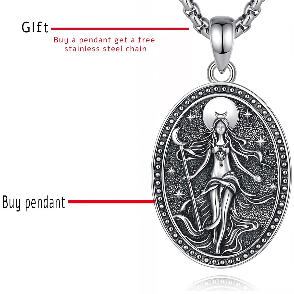 Eudora 925 argent Sterling NYX lune déesse collier Wicca païen amulette pendentif hellenique bijoux beau cadeau pour femmes hommes